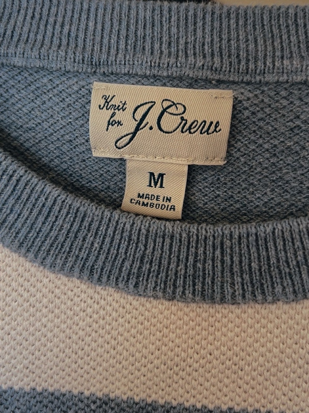 J. Crew Men's Blue and White Wide-Stripe Crewneck Sweater - Picture 3 of 5